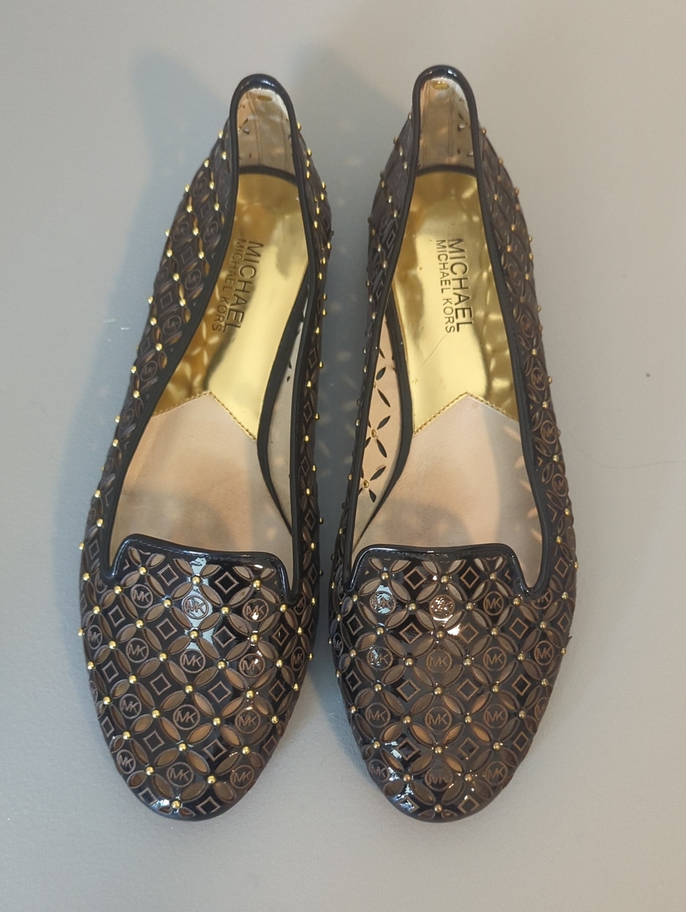 Michael Kors Dark Brown Logo Pattern Loafers